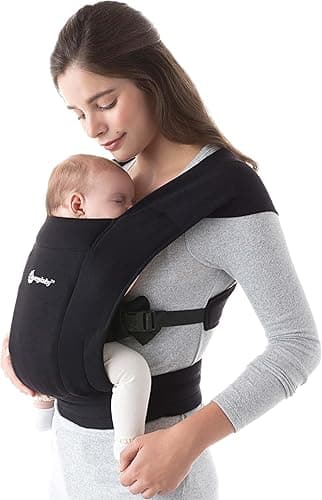 Ergobaby Embrace Baby Carrier for Newborns from Birth with Head Support, Extra Soft and Ergonomic, Pure Black