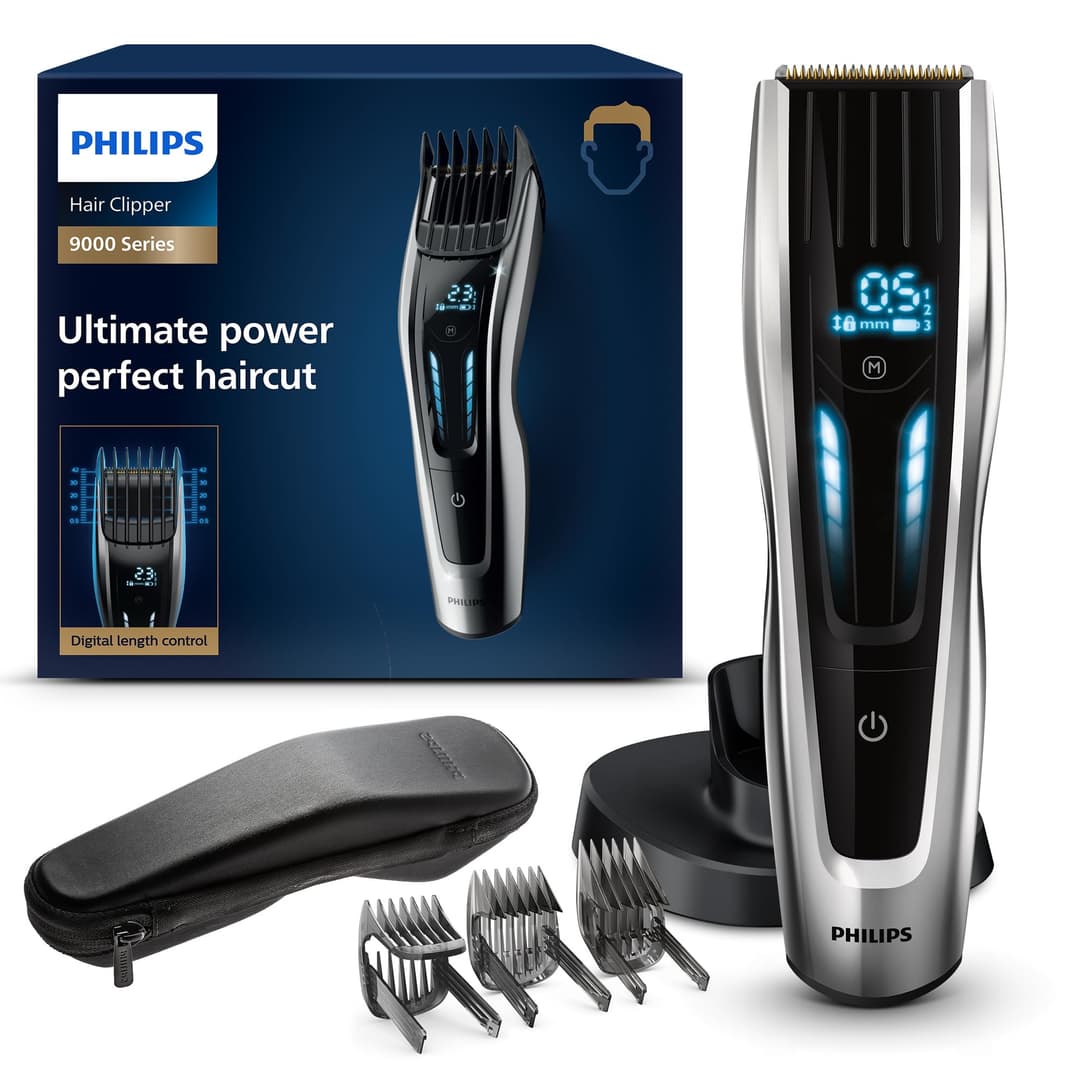 Philips Series 9000 Hair Trimmer with 400 Length Settings, Durable Titanium Blades & Digital Touch Control (Model HC9450/20)