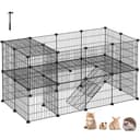 SONGMICS Clôture pour Animaux Domestiques, 2 Niveaux, Enclos Modulable, pour Petits Animaux, Hamsters, Lapins, Cochon d’Inde, Panneaux Grillagés, Usage Intérieur, 143 x 73 x 71 cm, Noir LPI02H - 1