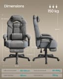 SONGMICS Chaise de Jeu, Chaise d'Ordinateur, Ergonomique, avec Repose-Pieds, Coussin de Tête Ajustable, Support Lombaire, Capacité de Charge de 150 kg, Gris Ardoise OBG077G01 - 7