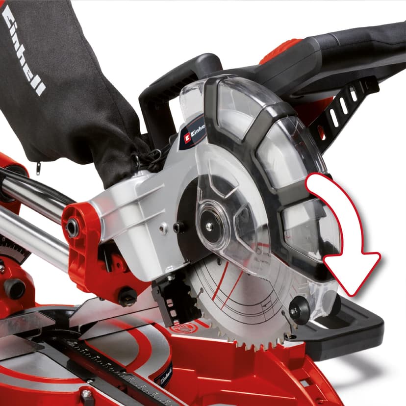 Einhell Dual Bevel Sliding Mitre Saw 1800W, +/-45° Mitre, +/-47° Bevel Saw with 48T Blade for Cutting Wood, Dust Extraction, Laser, Suitable for Materials Such as Wood, Coated Boards or Plastic - 7