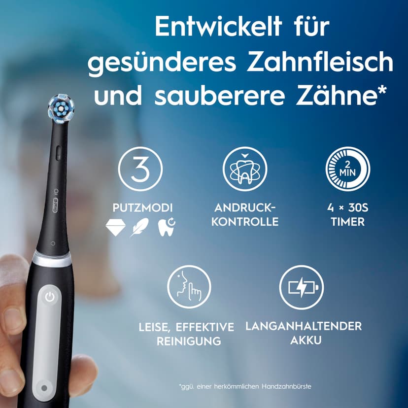 Oral-B iO Series 3 Electric Toothbrush, Includes 3 Brush Heads Travel Case, 3 Cleaning Modes for Dental Care, Electric Toothbrush, Designed by Brown, Black - 5