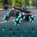 Gkstly RC Tank Toy, Gesture Sensing RC Stunt Car with Light & Music, 2.4G Remote Control Tank Shooting Water Bullets, 360° Rotation Drift Battle Tanks Birthday Festival Gifts for Adults Boys Girls - 2