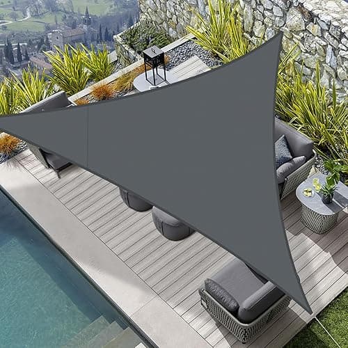 HENG FENG Sun Shade Sail Triangle 3x3x3m Waterproof PES Polyester Canopy Awning Sunscreen with 95% UV Block for Outdoor Patio Garden Anthracite