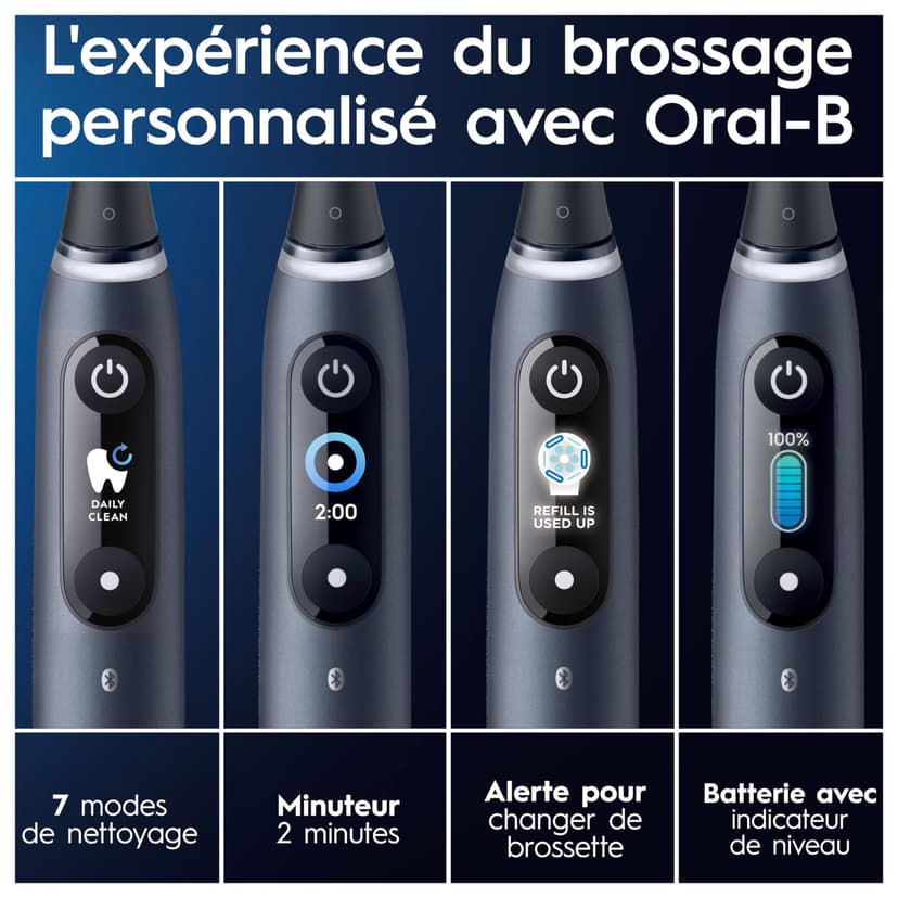 Oral-B Brosses A Dents Electriques iO 9 Noire Et Rose, 7 Modes De Brossage Dont Blancheur Et Soin Des Gencives, 16 Zones De Nettoyage, Ecran Interactif, 4 Brossettes De Rechange Oral B, Etui, Carton - 5