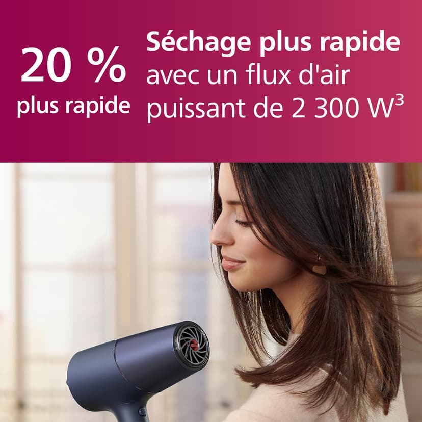 Philips -Hair Dryer 5000 Series, ThermoShield Technology, Ionic Care, 2300 W, Metallic Blue, with 9 mm and 11 mm Styling Nozzle Volume Diffuser, BHD510/20 - 4