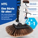 NTG Telescopic Washing Brush 1.68-7m 3-in-1 Brush Head with Extra Soft Bristles + Microfibre Cloth & Squeegee with Water Connector + Soap Dispenser for Windows, Solar (up to 3.6 metres) - 2
