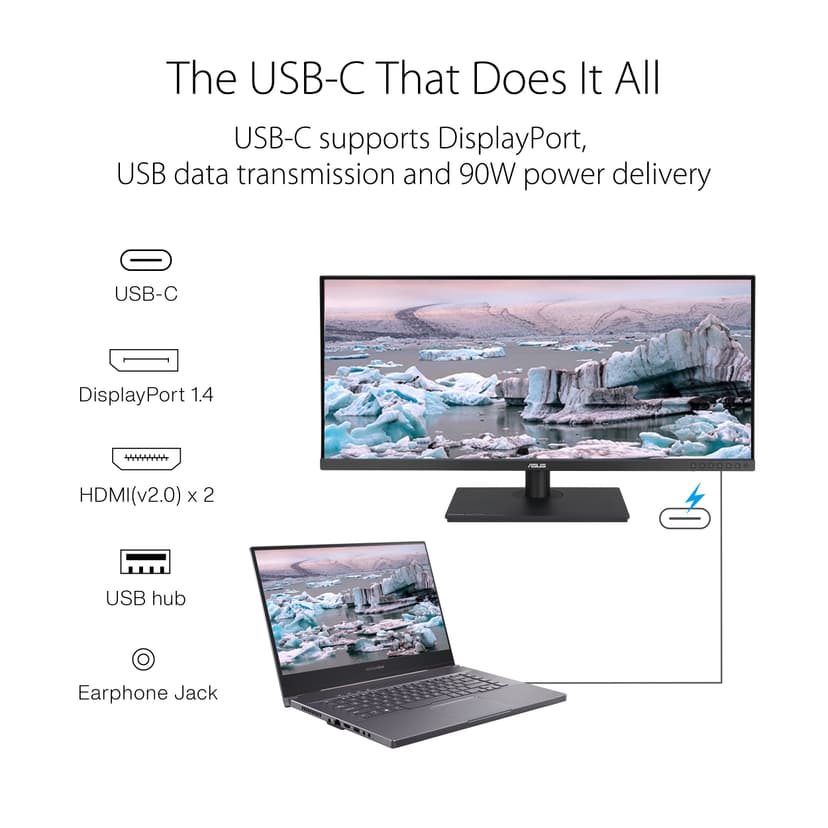 ASUS ProArt Display PA348CGV Professional Monitor – 34-inch, IPS, 21:9, UWQHD (3440 x 1440), Color Accuracy ΔE < 2, Calman Verified, 98% DCI-P3, USB-C, 120Hz, FreeSync Premium Pro, Ergonomic Stand - 6