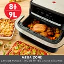 Moulinex Easy Fry Dual Flex, Air Fryer, Large Drawer 9L, Double Zone, Removable Divider, Up to 8 People, 7 Intuitive Programs, EZ9228F0, Black - 4