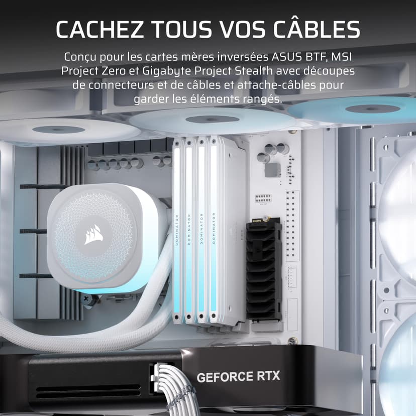 CORSAIR FRAME 4500X RS-R ARGB Panoramic Glass Mid-Tower PC Case – InfiniRail Mounting System, Fits Dual 360mm Radiators, GPU Anti-Sag, 3x RS120R Fans Included – White - 8