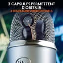 Blue Microphones Yeti, Micro USB pour Enregistrer, Streaming, Gaming, Podcast, Micro Gaming condensateur, Micro PC & Mac avec Effets Blue VO!CE, Support ajustable, Plug and Play - Argent - 5