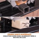 Evolution Power Tools Rage 4 Chop Saw 0˚-45˚ Mitre Angles Multi-Purpose Multi-Material Cutting Cuts Wood, Plastic, Metal & More, 3 Year Warranty Included & TCT Blade Included 185 mm (230 V) - 3