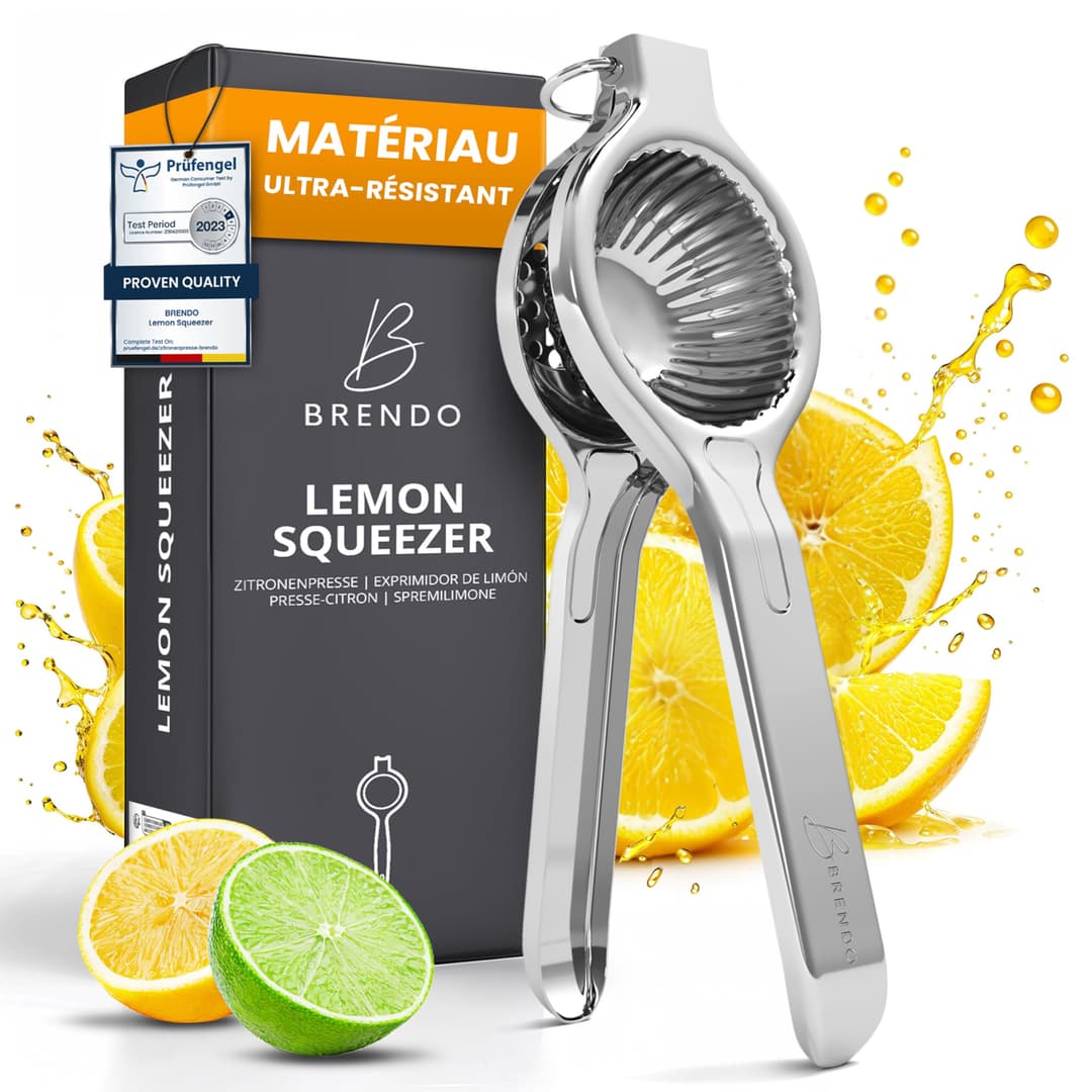 Brendo Premium Lemon Squeezer – Lemon Juicer Universal Size for All Citrus Fruits | Orange Juicer 100% Efficient | Lime Squeezer Maximum Freshness & Flavour | Manual Juicer Dishwasher Safe