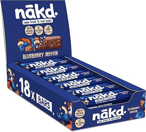 Nakd Blueberry Muffin Natural Fruit & Nut Bars - Vegan - Gluten Free - Healthy Snack, 35 g (Pack of 18)