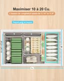 UMDONX Paniers de congélation Blanc- 4 paquets de paniers de congélation pour coffre for 283 à 566L congélateur - Organisateur de congélation empilable pour coffre,Longueur extensible(29-45x30x15cm) - 5