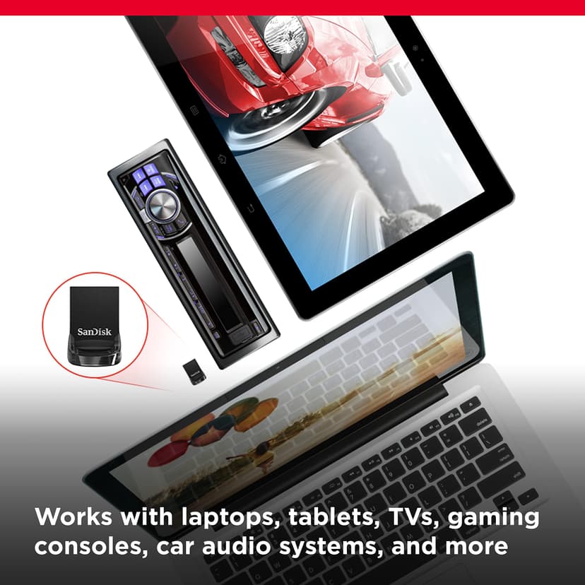 SANDISK Ultra Fit USB Type-A Flash Drive 128GB (USB 3.2 memory Stick up to 400MB/s read speeds, for Laptops and Gaming Consoles, Plug-and-Stay, RescuePRO Data Recovery Software) Black - 3
