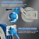 FIXFANS Pressure Washer Hose Reel with Hose, 1/4" x 60ft Retractable, Heavy Duty, Auto Rewind, Wall Mounted, 3600 PSI - 4