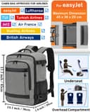 KLOSTAIN for Easyjet Cabin Bag 45x36x20 Travel Backpack Hand Luggage Carry-ons Bag Laptop Backpack Ruscksack for Airplanes Flight New Easyjet Underseat Cabin Bags Fit 14" Laptop Black - 2