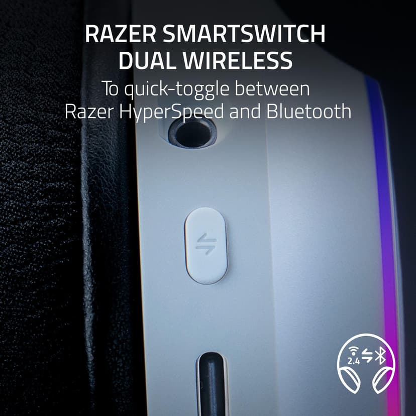 Razer Barracuda X Chroma - Wireless Multi-Platform Gaming Headset with 6 Zone Chroma RGB (SmartSwitch Hyperspeed & Bluetooth, 40mm Drivers, Detachable HyperClear Cardioid Mic) White - 2