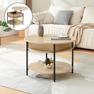 [en.casa] Coffee table with lifting top round Kandas with…