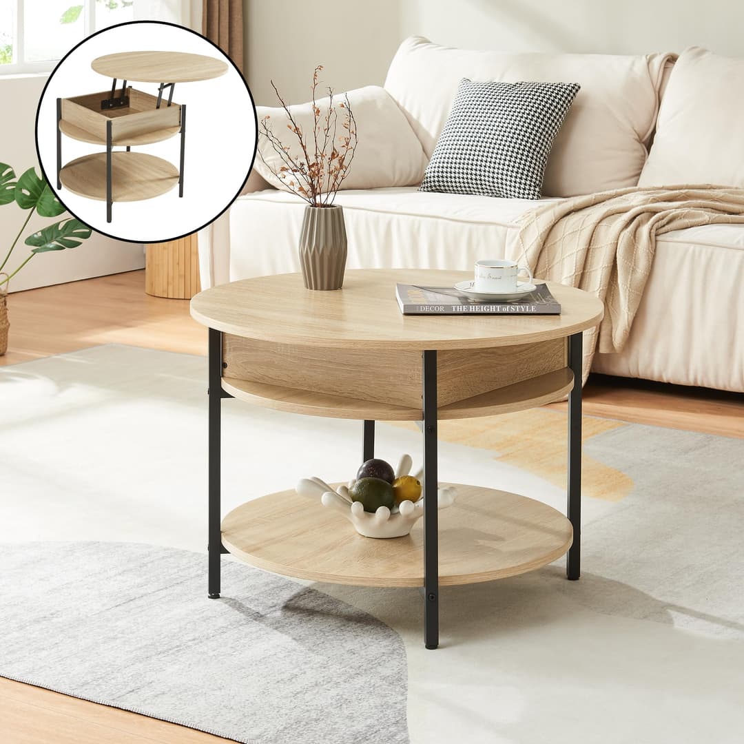 [en.casa] Coffee table with lifting top round Kandas with…