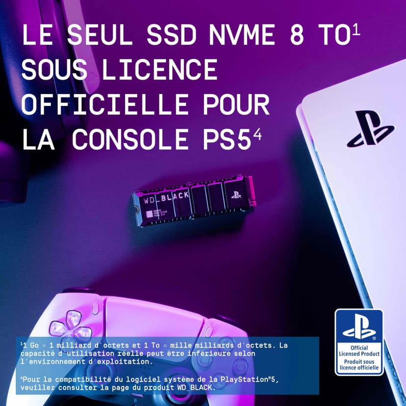WD_BLACK SN850P 8 To PS5 SSD, Officiel pour PlayStation 5, Lecture jusqu'à 7200 Mo/s, Dissipateur Thermique Inclus - 2