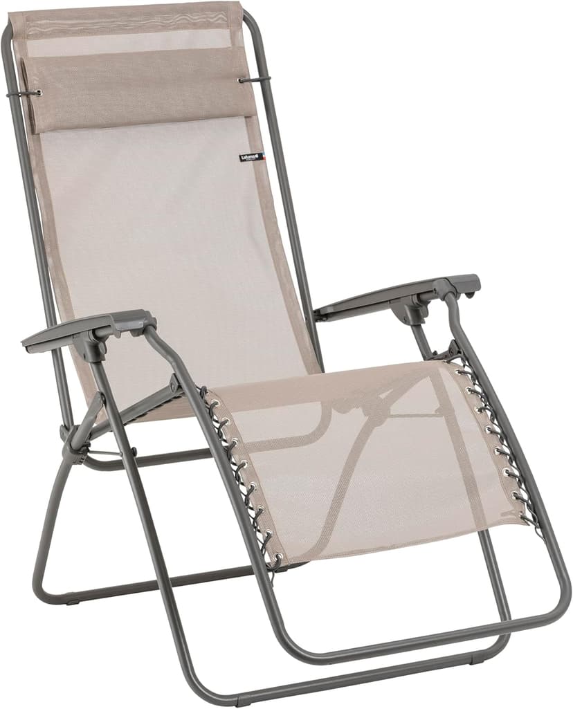 Lafuma Mobilier - Fauteuil Relax Zéro Gravité RT 2 - Chaise Longue Pliante Terrasse et Jardin - Toile Batyline® Résistante - Transat Multiposition, Tout Confort, Fabriqué en France - Marron Chataigne - 1