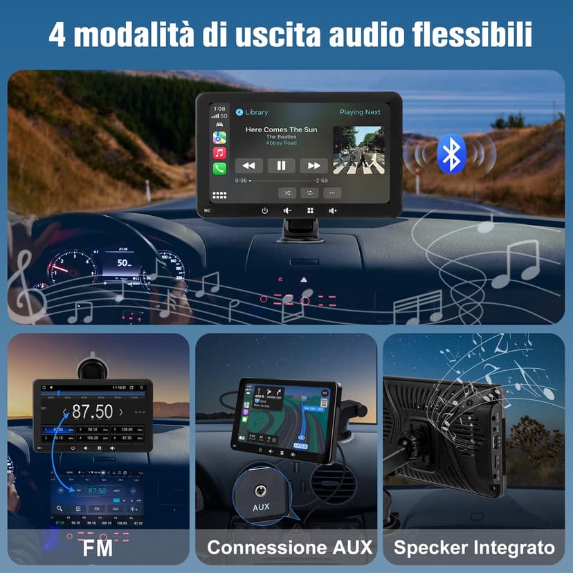Autolink 7 inch Wireless Apple Carplay & Android Auto Car Play Screen, Portable Car Tablet Smart Screen with Voice Control, Support Mirror Link, GPS Control for Most Vehicles - 2