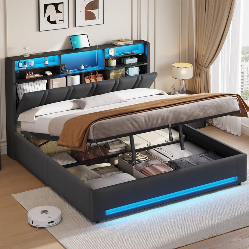 DICTAC Lit 180x200 Entièrement Rembourré avec Sommier LED… - 1