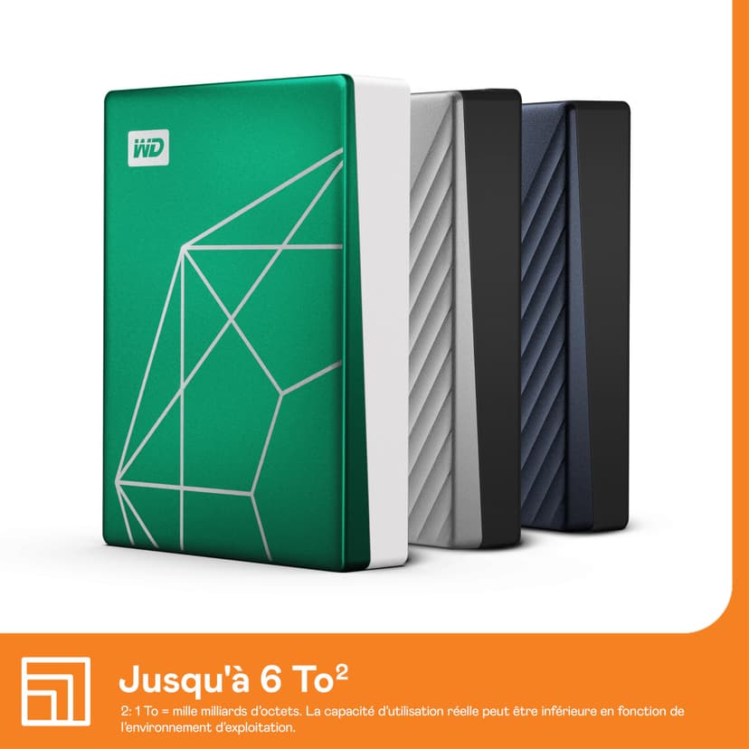 WD My Passport Ultra 6 To, Stockage externe portable, Disque dur externe, Logiciel avec défense contre les ransomwares, sauvegarde et protection par mot de passe - Edition 20e anniversaire - Emeraude - 3