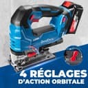 Dong Cheng Scie Sauteuse Sans Fil 18V Sans Balais, Scie Sabre Pendulaire course de 26 mm, 6 Vitesses, Coupe Biseau 0-45°, Double LED & Souffleur - Avec Batterie 4Ah, 6 Lames, Chargeur et Caisse Pro - 3