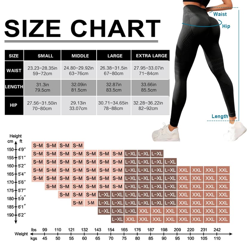 Anti-Cellulite Leggings, Sports Leggings Butt Push Up for Women, Leggings Women's Opaque Compression Sports Trousers, High Waist Yoga Pilates, black, M - 5