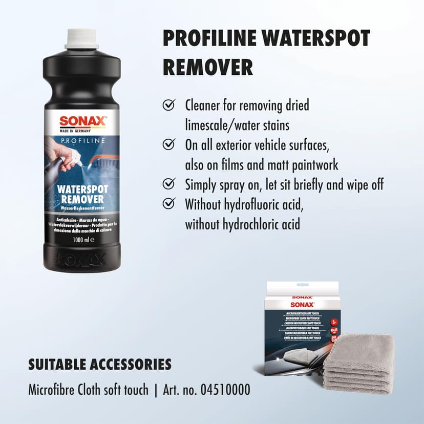 SONAX PROFILINE Waterspot Remover (1-Litre) Cleaner for removing dried lime scale/water stains | Art-Nr. 02753000 - 3