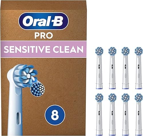 Oral-B Lot De 8 Brossettes De Rechange PRO Sensitive Clean, AUTHENTIQUES, Blanches, Brins Ultra Doux Pour Les Gencives Plus Saines, Embouts Pour Brosses A Dents Electriques Oral B Pro