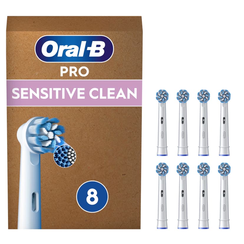 Oral-B Lot De 8 Brossettes De Rechange PRO Sensitive Clean, AUTHENTIQUES, Blanches, Brins Ultra Doux Pour Les Gencives Plus Saines, Embouts Pour Brosses A Dents Electriques Oral B Pro - 1