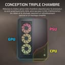 CORSAIR AIR 5400 RS-R ARGB Boîtier PC Triple Chambre Moyen-Tour Panoramique — Chambre Isolée pour AIO 360mm, Compatible Mères À Connexion Inversée, 3X Ventilateurs ARGB RS-R Inclus — Noir - 3