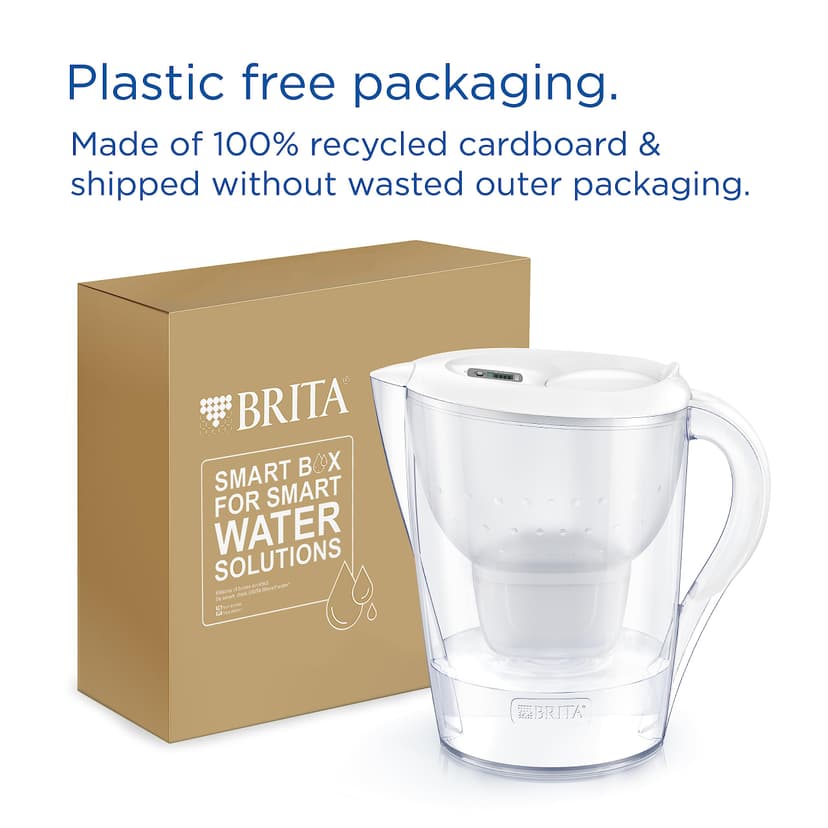BRITA Marella XL Water Filter Jug White (3.5L) incl. 1x MAXTRA PRO Pure Performance cartridge - large-volume jug with digital LTI and Flip-Lid - now in sustainable Smart Box packaging - 6