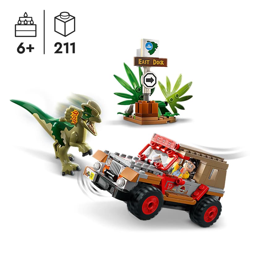 LEGO 76958 Jurassic Park L'Embuscade du Dilophosaure, Jouet Dinosaure et Voiture Jeep pour Garçons, Filles, Enfants Dès 6 Ans, avec Figurine Dino, Jeu Collection 30ème Anniversaire - 3