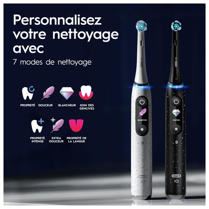 Oral-B iO10 White Electric Toothbrush, 3 Brushes, 1 Travel Case Charger, 1 White Pouch, 1 Brush Holder - 4