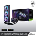 ASRock Phantom Gaming 360 LCD All-in-One CPU Liquid Cooler, 3.4" Full-Color LCD Display, 3-Phase Pump, Dual-Inlet, 360mm Radiator, 0dB Mode, 6-Year Warranty - 2