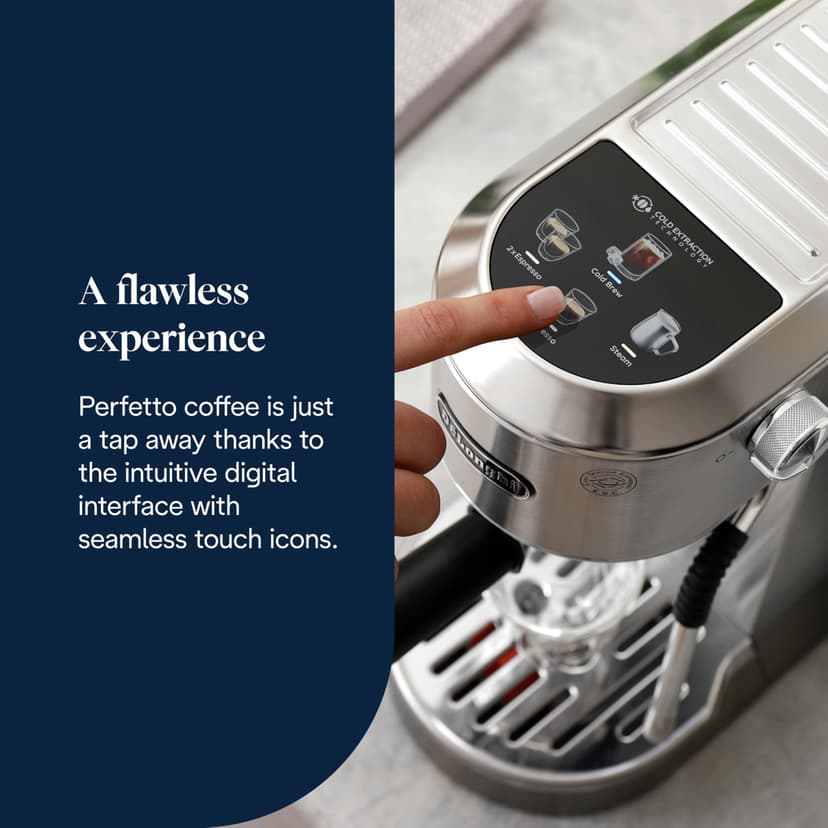 De'Longhi Dedica Duo EC890.M, Barista Coffee Machine with Pump, Espresso and Cold Brew, Manual Coffee Machine with LatteArt Steam Rod, 15 cm Wide, 2 Espresso, Touch Screen, Cup up to 13 cm, Metal - 2