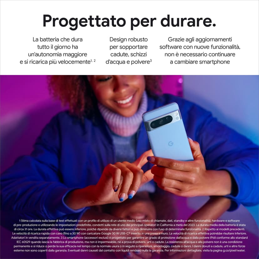 Google Pixel 8 Pro - Smartphone Android débloqué avec téléobjectif, batterie 24 heures et écran Super Actua - Porcelaine, 128 Go (Reconditionné) - 8