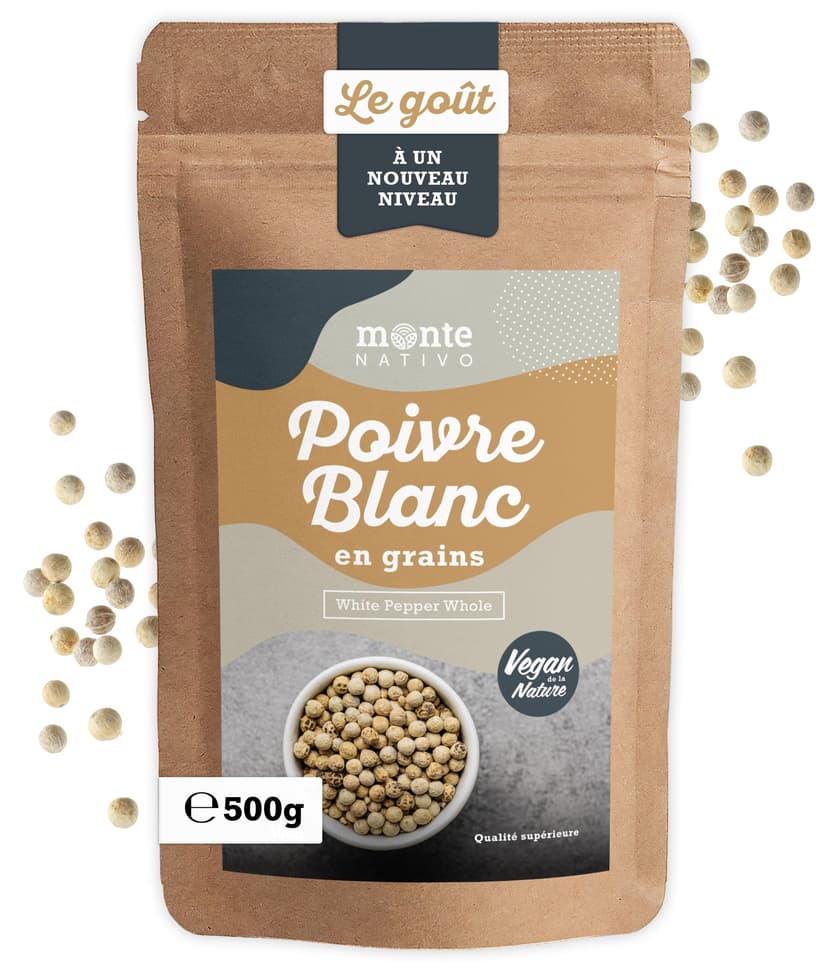 Poivre blanc en Grains Monte Nativo (500g) - Poivre blanc… - 1