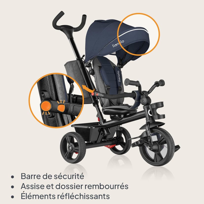 LIONELO Haari Tricycle bébé évolutif jusqu'à 25 kg, vélo de Marche vélo pour Les Enfants Plus âgés, siège réversible, Grand Panier Sac, Porte-gobelet, Roue Libre - 7