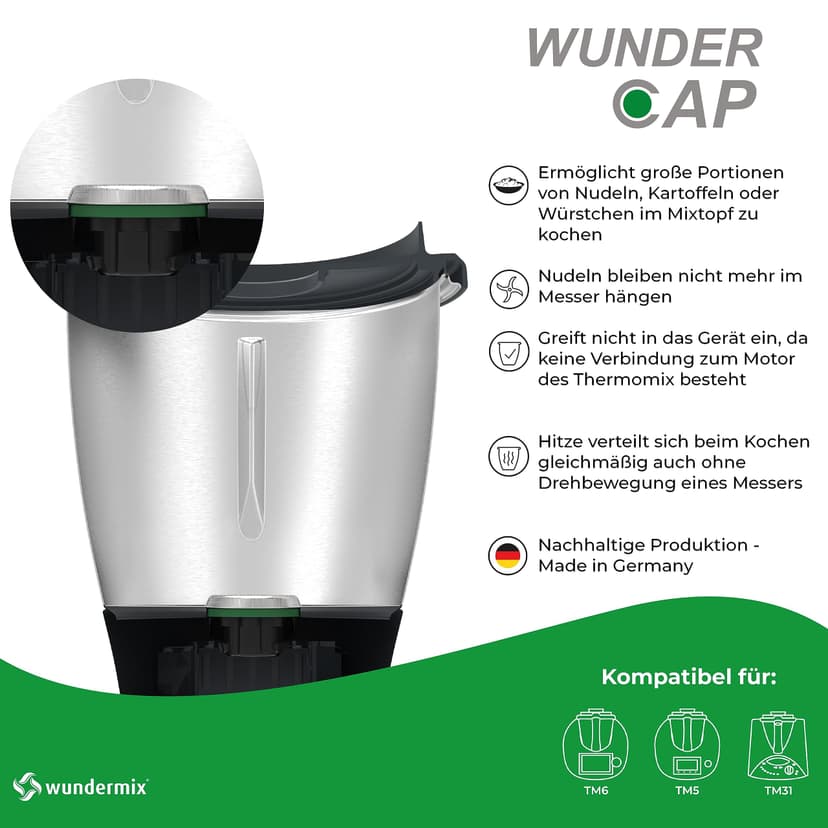 Wundermix - WunderCap® Knife Replacement for Monsieur Cuisine Food Processor (Connect, Trend, Smart) • The Revolutionary Knife Alternative • Alternative to Knife Cover • Wundermix Accessories - 3