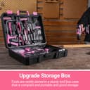 DEKO Complete Electric Tool Box 186 Pieces Pink with 20V Cordless Electric Drill, 10 mm Chuck without Key, Professional DIY Household Tool Box for Offices and Gardens - 6