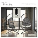 tectake® Luxurious Egg Chair with Stand, Thick Cushions, Polyrattan Weave, Rotatable & Height-Adjustable, Steel Frame, Incl. Protective Cover - Ideal Hammock Chair for Garden, Patio & Balcony - Grey - 7
