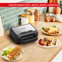 Tefal UltraCompact 3-en-1 Appareil à Gaufres, Sandwichs et Paninis, 3 jeux de plaques inclus, Compact, Rangement Facile, 700 W, SW383D10 - 3