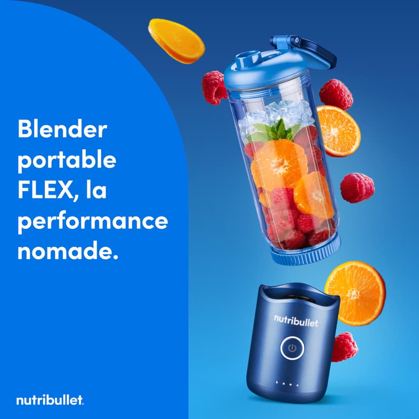 nutribullet Flex 590ml - Blender Portable pour Smoothies avec Couvercle à Bec, Mixeur Hachoir, Broie Glace et Fruits Surgelés, USB-C, Tasse sans BPA, Facile à Nettoyer, Bleu (NBP013BL) - 3