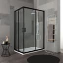 City Shower Enclosure 80 x 100 H 190 cm Matt Black Profile in Clear Crystal Glass - 1